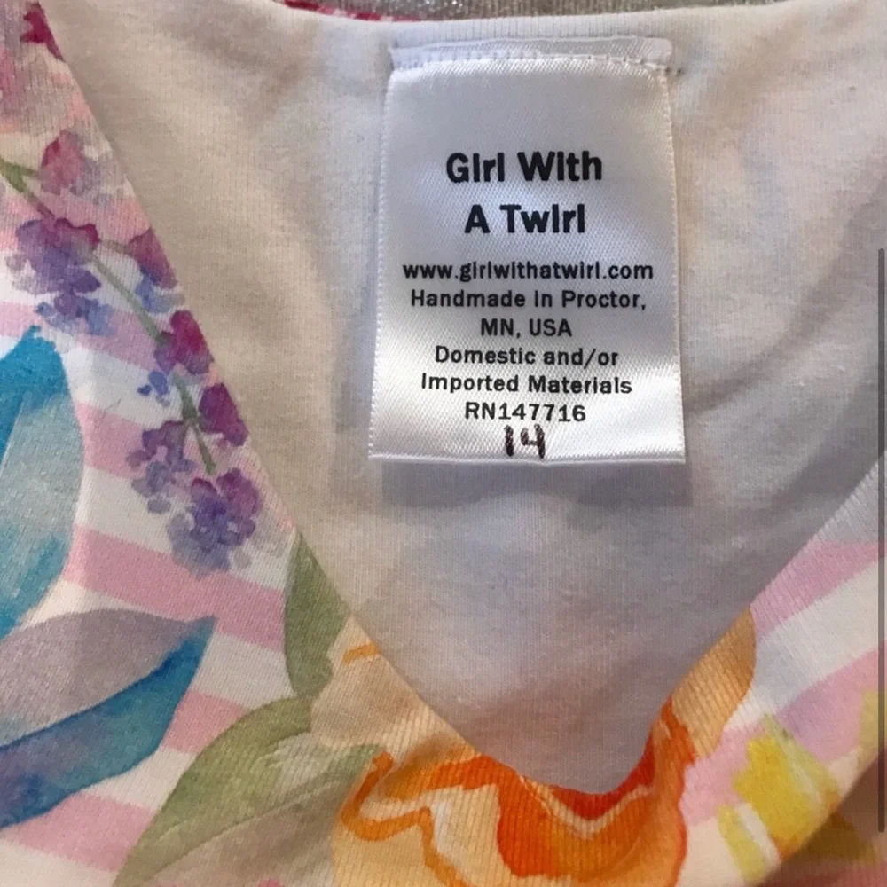 Girls Floral Skater Dress - Pink & Orange NWOT Size 14